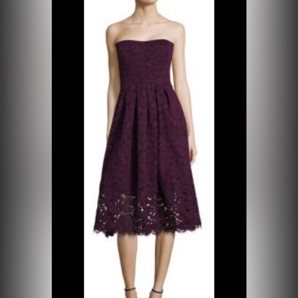 Vera Wang Deep Purple Lace Midi Dress